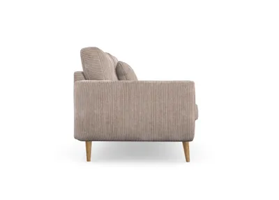 Produktbild von Harris 3-Sitzer-Sofa, Massivholzkonstruktion, skandinavischer Stil, Hohe Beine aus Eichenholz, gewachst, Cord-Stoff Poso 2 Cappuccino