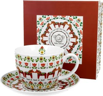 Produktbild von DUO ETNO Jumbobecher 470 ml SCANDINAVIAN mit Untertasse, New Bone China Porzellan