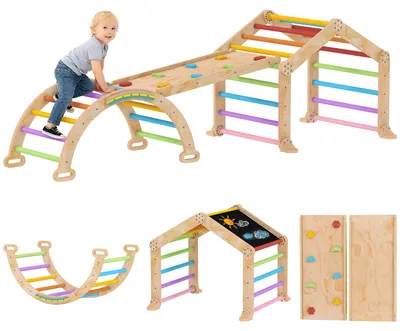 Image de Triangle d'escalade enfant avec rampe ršŠversible toboggan bascule et structure d'escalade multicolore