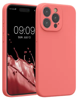 Produktbild von kwmobile Hülle kompatibel mit Apple iPhone 15 Pro Max - Hülle Silikon gummiert - Handyhülle - Handy Case in Pastell Koralle