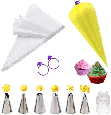Immagine prodotto di Set per decorazioni di torte con 6 beccucci e 25 sac à poche monouso