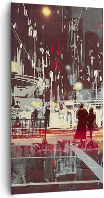 Produktbild von Bild auf Leinwand - Leinwandbild - Stadt Straße Nacht - 65x120cm - Wand Bild - Wanddeko - Leinwanddruck - Bilder - Kunstdruck - Wanddekoration - Leinwand bilder - Wandkunst - PA65x120-3780