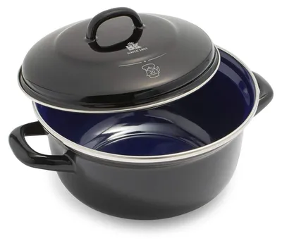 Produktbild von Bratentopf Schmortopf mit Deckel - 20 cm - 2,5 Liter - Emailliert - Schwarz