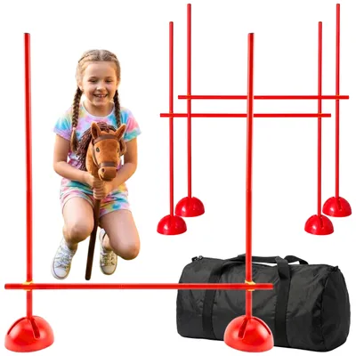 Produktbild von Hobby Horse Hindernis Trainingsset Kinder Steckenpferd Sprungständer Parcours Zubehör Hobby Horsing, KI-generiertes Bild