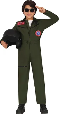 Produktbild von Pilot Uniform Abenteuerflug Karneval Kostüm Fliegertruppe Kinder Militär Rollenspiel, Größe: 98/104 Farbe: Grün
