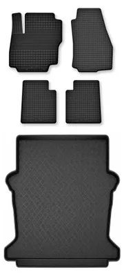 Productafbeelding van Rubberen automatten + kofferbakmat voor Ford Transit Courier vanaf 2014 – 3-delig, zwart, op maat – Wielganizator Semi-Universal