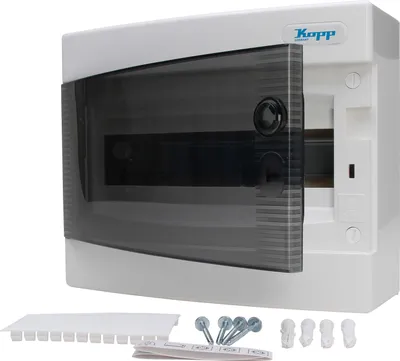 Obrázok produktu pre Rozvodná skriňa Kopp na povrch s dvierkami Jednoradová