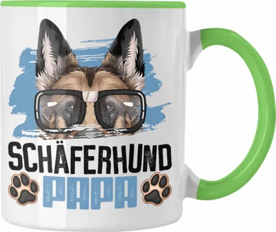 Produktbild von Trendation - Schäferhund Papa Besitzer Tasse Geschenk Lustiger Spruch Geschenkidee Schäferhund Liebhaber (Grün)