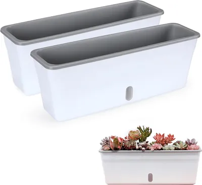 Zdjęcie produktu dla Samopodlewające doniczki na rośliny - Duży rozmiar - Zestaw 2 - 44 x 11 x 155 cm