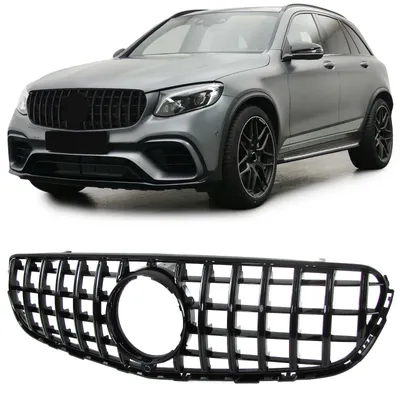 Sport Kühlergrill Schwarz Glanz passt für Mercedes GLC X253 2015-2019 – Produktansicht