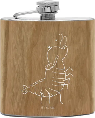 Produktbild von Mr. & Mrs. Panda Flachmann Garnele Franzose - Transparent - Geschenk, Edelstahl, Aus, Urlaub, Französisch, feldflasche, Alkoholflasche, Krabbe, Hip Flask