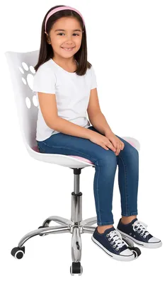 Obrázok produktu pre Kancelárska stolička Springos® – otočná stolička, biela/ružová, ergonomická, s nastaviteľnou výškou, detská stolička