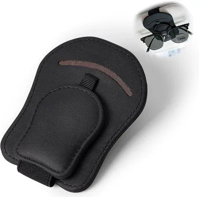 Produktbild von Famanu Brillenhalter für das Auto - aus Leder, starke Magnete, sicher und stabil - schwarz