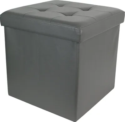 Image de Pouf pliable coffre de rangement lisse Gris