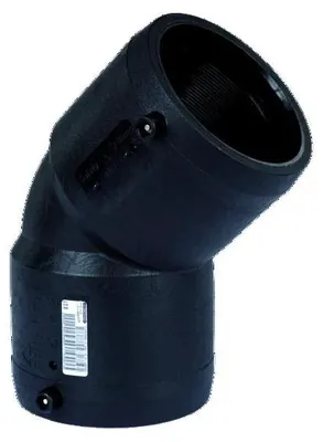 Immagine prodotto di ALIAXIS, raccordo elettrico per saldatura ad angolo di 45°, diametro 90 mm, SDR11, pressione nominale 16 bar (PN16), adatto per acqua/gas a 10 bar, materiale PE100, confezione da 1 pezzo.
