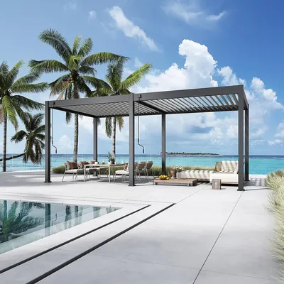 Produktbild von Weide Deluxe Pergola Voll-Aluminium 3x6m mit Lamellendach freistehend anthrazit