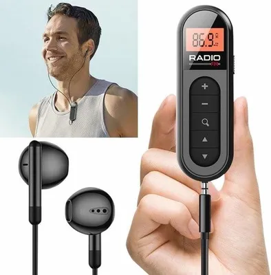 Immagine prodotto di Ricevitore radio FM portatile con retroilluminazione e display LCD - mini radio tascabile per sport e turismo