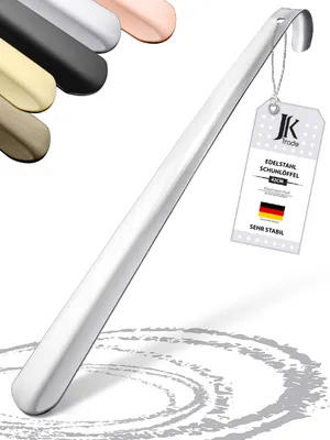 Produktbild von JK Trade® 42cm STABILER Edelstahl Schuhlöffel Lang | 2mm polierter Metall Schuhanzieher Lang zum Stehen | Schnell & Einfach | optim. Länge & Breite