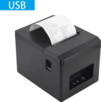 Obrázek produktu pro Stolní termotiskárna účtenek, šířka tisku 80 mm, pokladní tiskárna s automatickou řezačkou, port USB, kompatibilní s podporou Windows ESC/POS, pokladní zásuvka pro zásilkové obchody, restaurace, kuchyně, supermarkety, domácí obchody, maloobchody