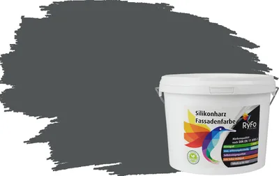 Produktbild von RyFo Colors Silikonharz Fassadenfarbe Lotuseffekt Trend Verkehrsgrau 3l - bunte Fassadenfarbe, weitere Grau Farbtöne und Größen erhältlich, Deckkraft Klasse 1