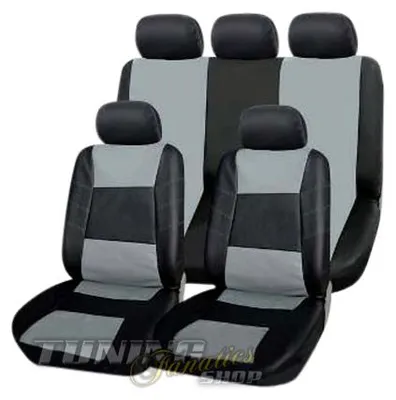 Produktbild von PREMIUM Kunstleder Sitzbezug Auto Bezug Sitz Schwarz-Grau für viele Fahrzeuge
