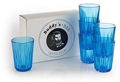 Produktbild von Set mit 6 BPA-freien Trinkgläsern aus Tritan, 150 ml, blau