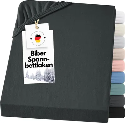 Produktbild von Biber Spannbettlakaken 140x200 aus 100% Baumwolle, Flanell Bettlaken 140x200 Weiß Uni