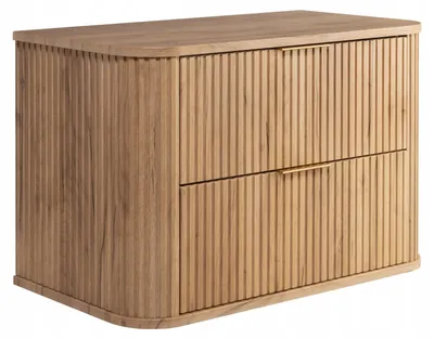 Zdjęcie produktu dla Szafka Łazienkowa Wisząca Pod Umywalkę 80 Cm Dąb Ryflowane Fronty Elesan
