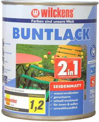 Produktbild von Wilckens Buntlack 2in1 seidenmatt, 750 ml, RAL 9010 Reinweiß