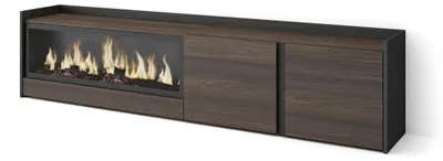 Immagine prodotto di Mobili TV effetto legno rovere e nero 212x35x50cm camino effetto fuoco
