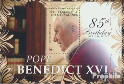 Produktbild von Briefmarken St. Vincent 2012 Mi Block725 (kompl.Ausg.) postfrisch 85. Geburtstag Papst Benedikt XVI.