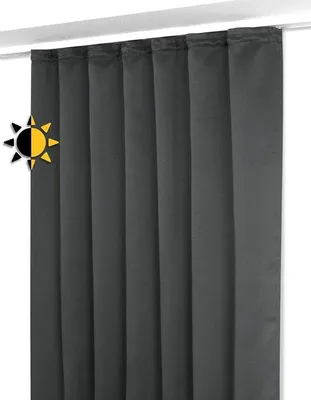 Immagine prodotto di Tenda oscurante con pieghe - Tenda opaca - Misura e colore a scelta - Larghezza 140 cm, altezza 175 cm - Tenda grigio scuro con ganci