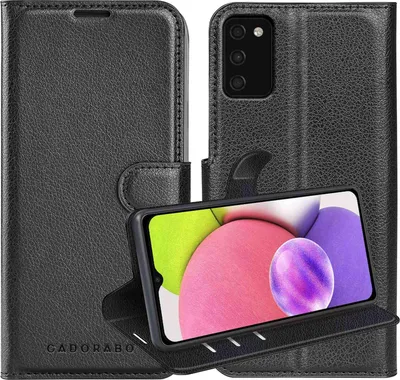 Obrázek produktu pro Cadorabo pouzdro pro Samsung Galaxy A03s v barvě PHANTOM BLACK Ochranný kryt s magnetickým zapínáním, funkcí stojánku a slotem na karty Flipové pouzdro kryt Pouzdro na mobilní telefon s odklápěcím krytem Pouzdro typu kniha