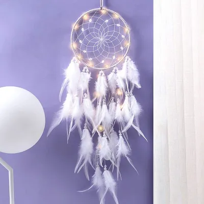 Image de Attrape-rêves, attrape-rêves en plumes, attrape-rêves artisanal chambre d'enfant décoration tapisserie bénédiction cadeau et tapisserie décoration principale artisanat