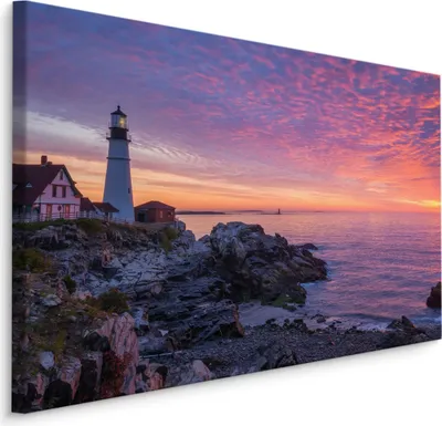 Produktbild von Fabelhafte Canvas LEINWAND BILDER 100x70 cm XXL Kunstdruck Meer Leuchtturm Himmel