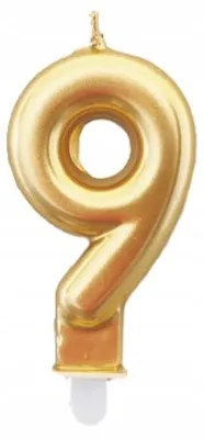 Produktbild von PartyPal Metallisierte Geburtstagskerze Zahl 9 Gold