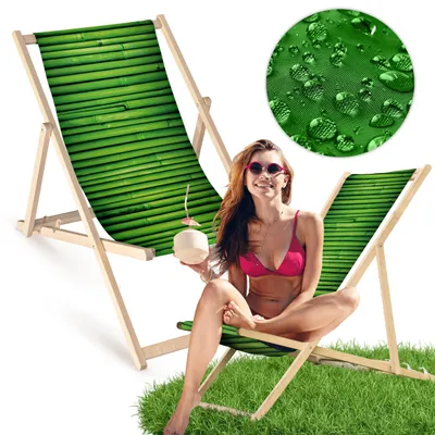 Holz Liegestuhl klappbar „Bamboo“ – Gartenstuhl Relaxstuhl Sonnenliege Balkon Terrasse Naturdesign