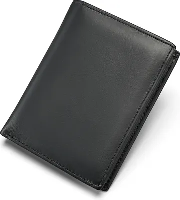 Produktbild von INF RFID-blockierende Lederbrieftasche für Herren, schlanke Brieftasche mit Münzfach Schwarz