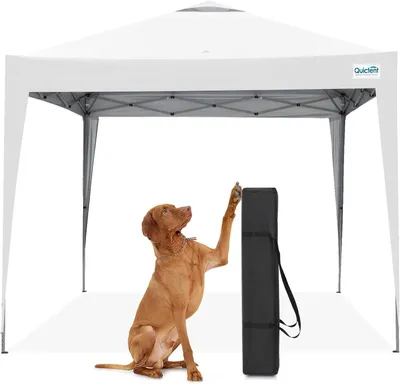 Produktbild von Quictent Pavillon 3x3m Wasserdicht Faltpavillon Stabil Winterfest, Pop-Up Klicksystem, UV-Schutz 50+, Gartenzelt, Partyzelt, Festzelt grauweiß