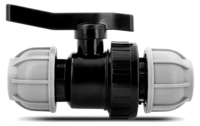 Produktbild von BRADAS® PE-Fitting Kugelhahn 25 mm x 25 mm Klemmventil PN 10 Bar | Kugelventil Absperrventil mit beidseitiger Klemmringverschraubung für PE-Rohr | Gartenbewässerung Klemmfitting