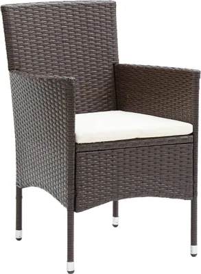 Produktbild von VidaXL 310565, Terrasse, Gepolsterter Sitz, Polyester, Polyrattan, Stahl, Cremefarben, Weiß, 530 mm, 580 mm