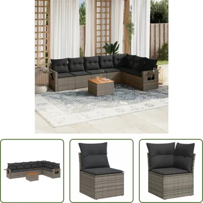 Produktbild von The Living Store 8-tlg. Garten-Sofagarnitur mit Kissen Grau Poly Rattan