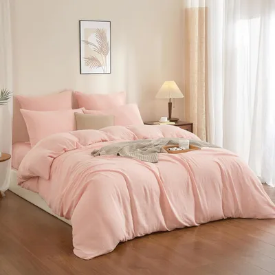 Obrázek produktu pro Sada povlečení 155x220 cm, růžová, 3dílná, 100% bavlna, mušelín, se zipem
