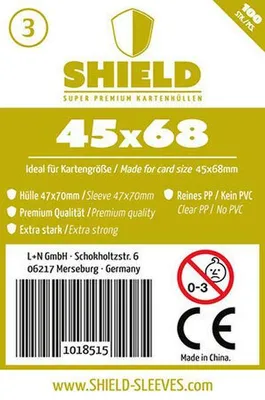 Obrázek produktu pro Shield 3 – 100 prémiových ochranných obalů na karty, určených pro karty o rozměrech 45 x 68 mm
