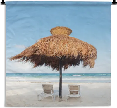 Produktbild von MuchoWow® Wandteppich Wandbehang Sandstrand bei Tulum in Mexiko 150x150 cm Tapisserie Dekoration Wandtuch - Wohnaccessoires - Modernes