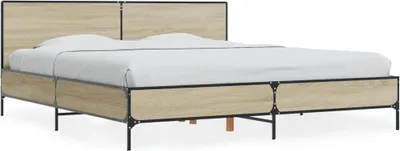 Produktbild von vidaXL Bettgestell Sonoma-Eiche 200x200 cm Holzwerkstoff und Metall