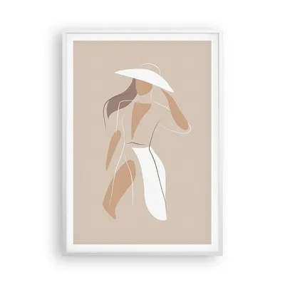 Produktbild von Gerahmtes Poster - Weißer Rahmen - Minimalismus Frau Buntstift - 70x100 cm - Wand Bild - Wanddeko - Wandbilder - Kunstposter - Wandposter - Bilderrahmen - Bilder - Kunstdruck - P2WPA70x100-4603