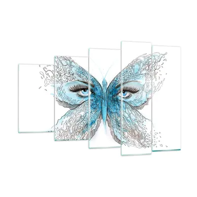 Produktbild von Bilder auf glas - Illustration Gesicht Schmetterling Wimper - 150x100cm - Glasbilder - Wandbilder - Kunstdruck - Wanddekoration aus Glas - Glas Bilder - Wandbild auf Glas - GEG150x100-3026