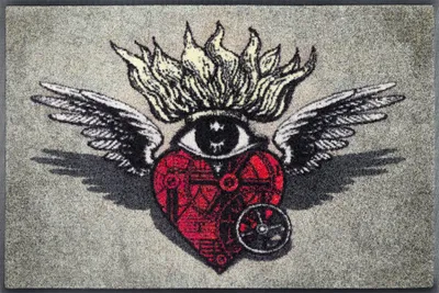 Produktbild von Wash+Dry Fußmatte 50x75 cm Flaming Heart