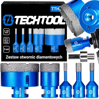Zdjęcie produktu dla Otwornice diamentowe Techtool M14 zestaw 5 sztuk 6-68mm